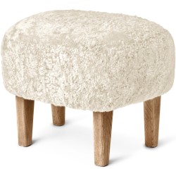 Pouf Ingeborg – Peau de mouton Off-White + Chêne naturel - Audo Copenhagen