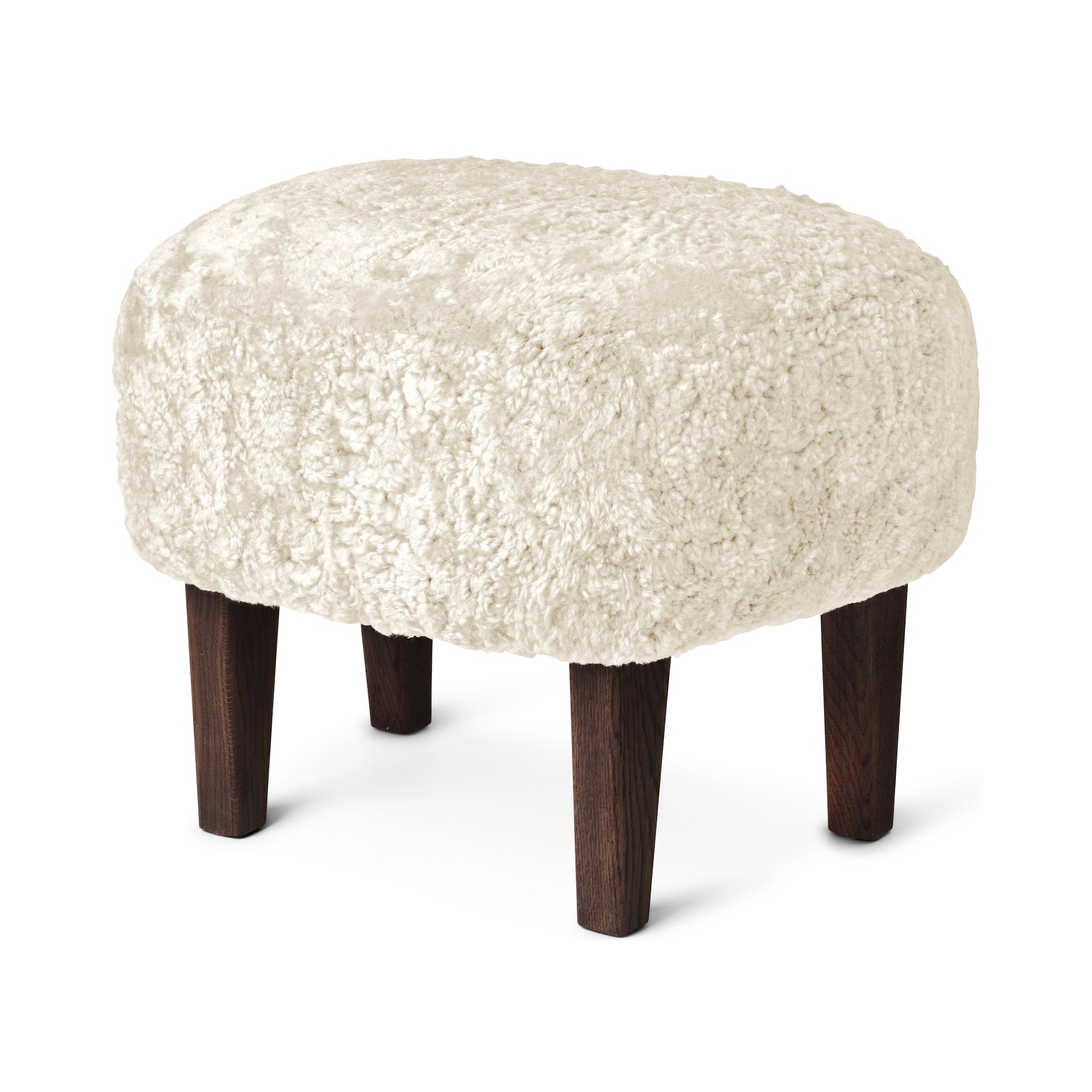 Ingeborg Pouf – Off-White Sheepskin + Dark stained oak - Audo Copenhagen