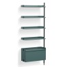 Blue Shelves + Black Anodised Aluminium Profiles – Pier System 120 - HAY