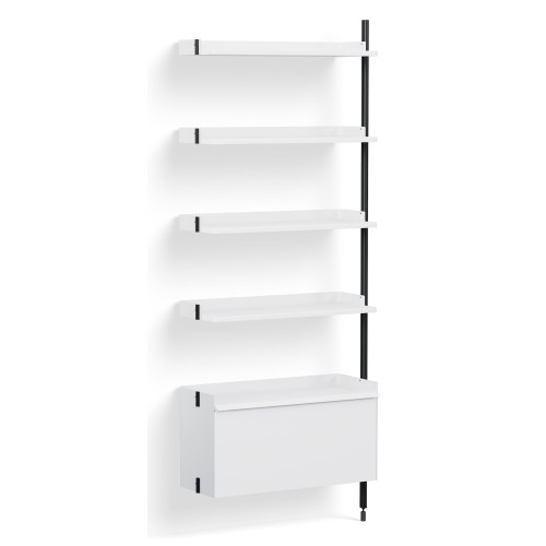 White Shelves + Black Anodised Aluminium Profiles – Pier System 120 - HAY