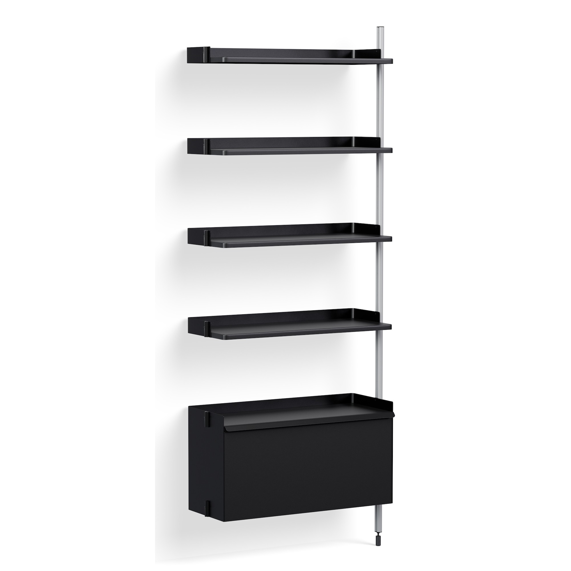 Black Shelves + Anodised Aluminium Profiles – Pier System 120 - HAY