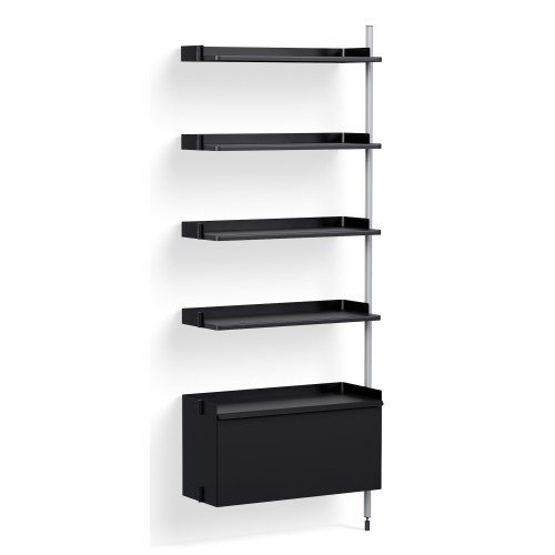 Black Shelves + Anodised Aluminium Profiles – Pier System 120 - HAY