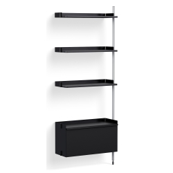 Black Shelves + Anodised Aluminium Profiles – Pier System 130 - HAY