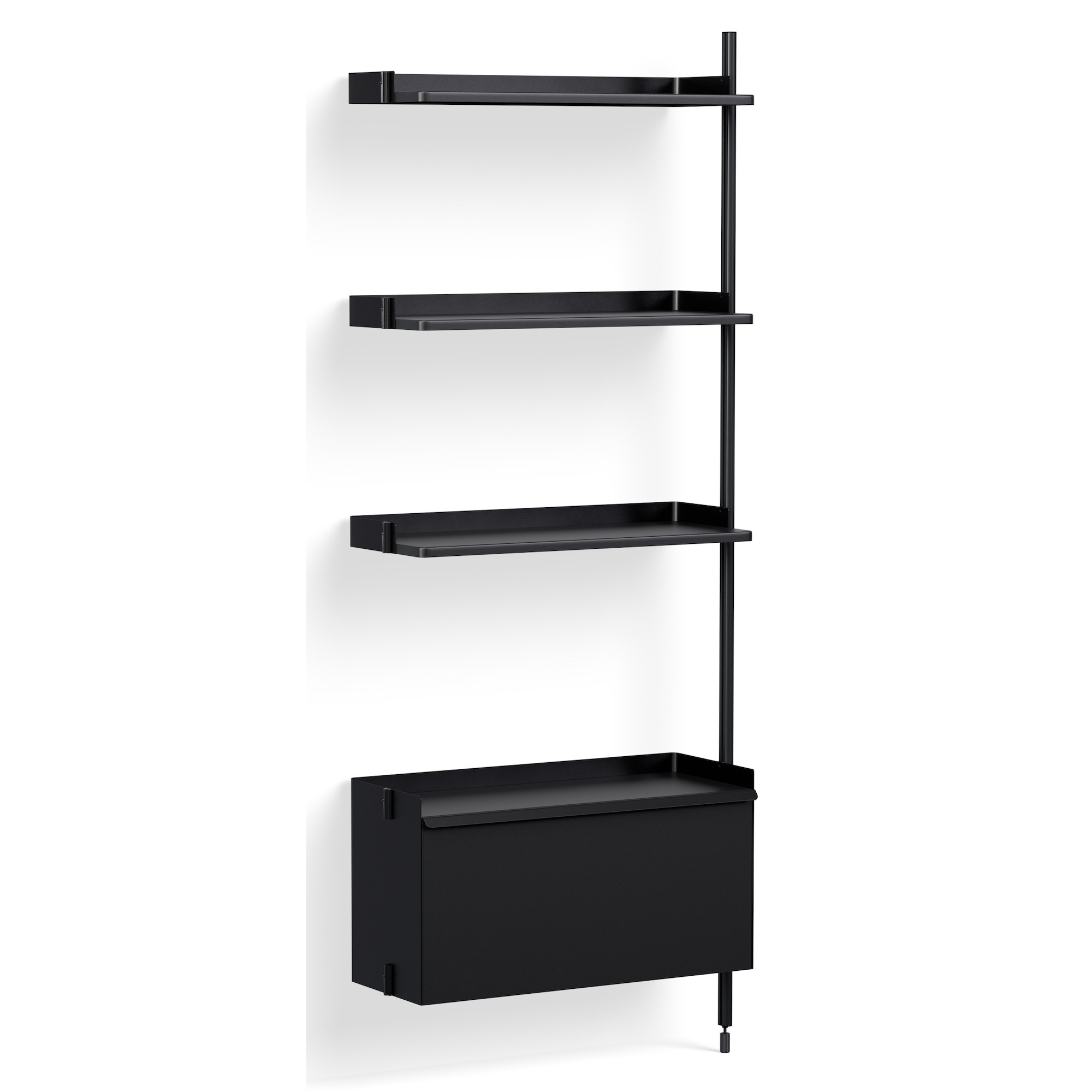 Black Shelves + Black Anodised Aluminium Profiles – Pier System 130 - HAY