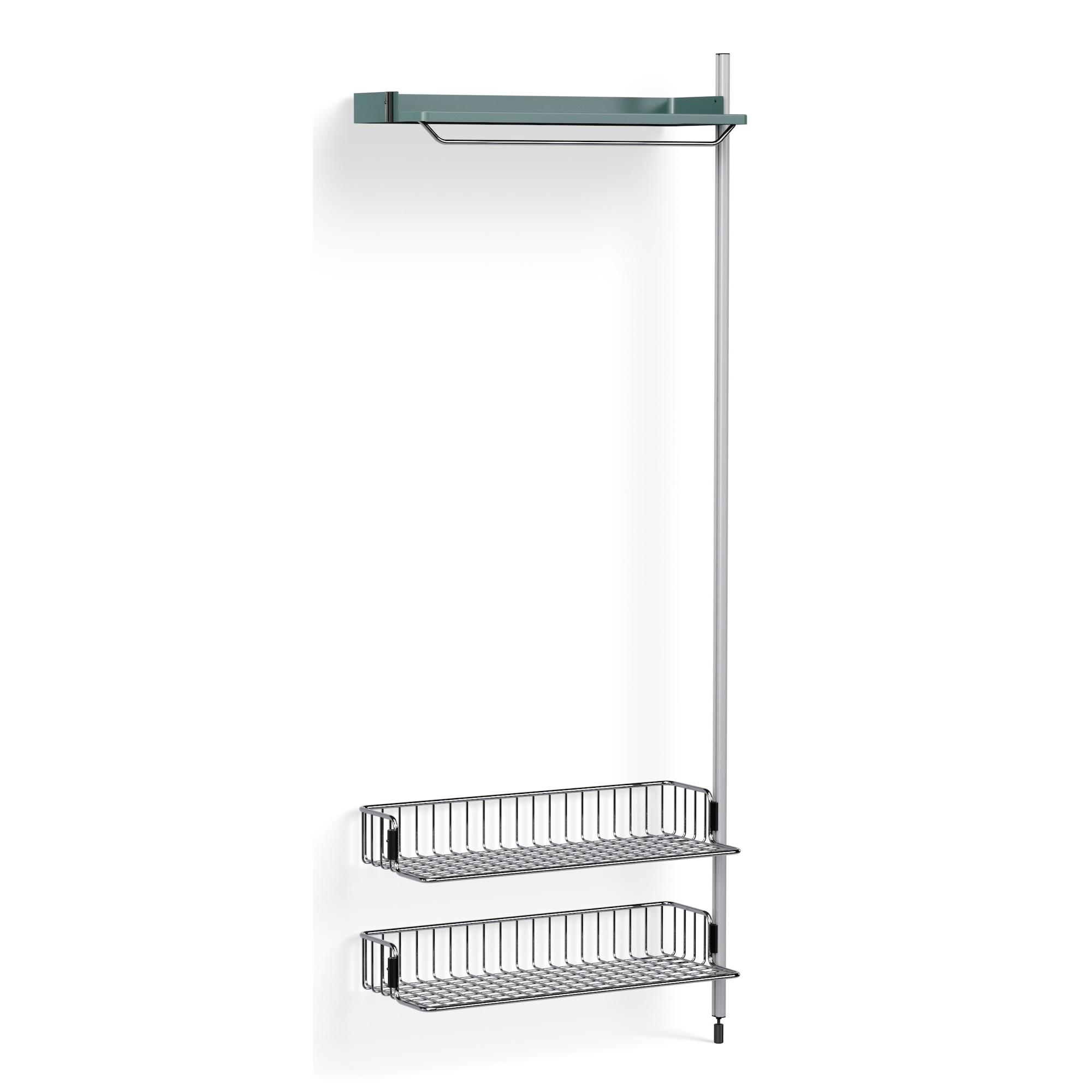 Pier System 1010 – PS Blue Shelf + Chromed Wire Shelves + Anodised Aluminium Profiles - HAY