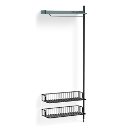 Pier System 1010 – PS Blue Shelf + Anthracite Wire Shelves + Black Anodised Aluminium Profiles - HAY