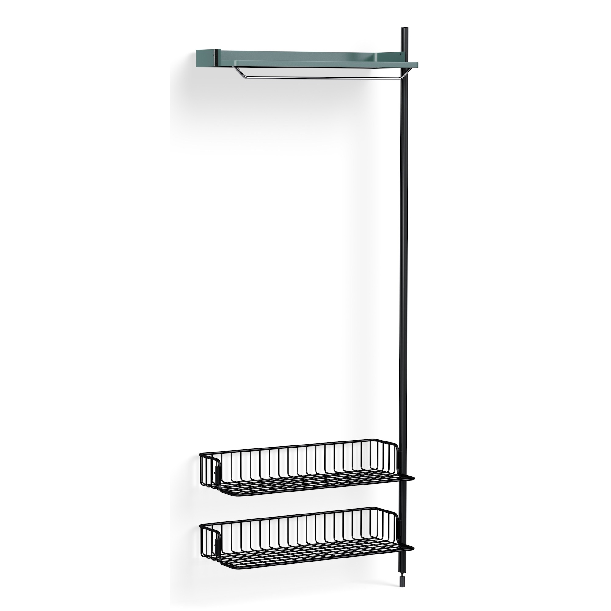 Pier System 1010 – PS Blue Shelf + Anthracite Wire Shelves + Black Anodised Aluminium Profiles - HAY