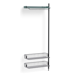 Pier System 1010 – PS Blue Shelf + Chromed Wire Shelves + Black Anodised Aluminium Profiles - HAY