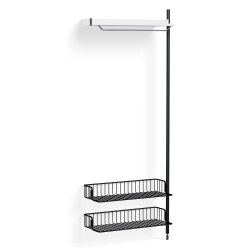 Pier System 1010 – Étagère Blanc PS + Grilles Anthracite + Montants Aluminium anodisé Noir - HAY