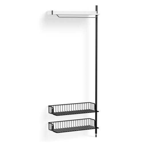 Pier System 1010 – Étagère Blanc PS + Grilles Anthracite + Montants Aluminium anodisé Noir - HAY