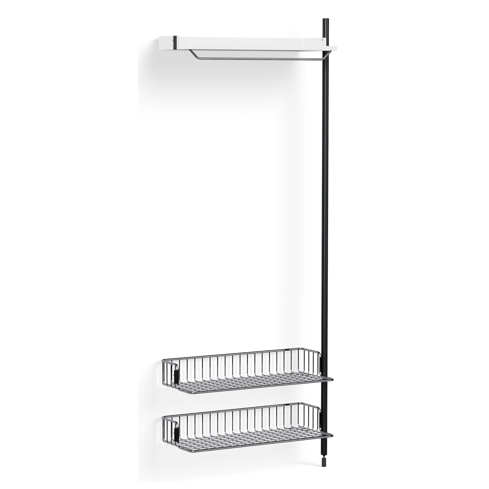 Pier System 1010 – Étagère Blanc PS + Grilles Chrome + Montants Aluminium anodisé Noir - HAY