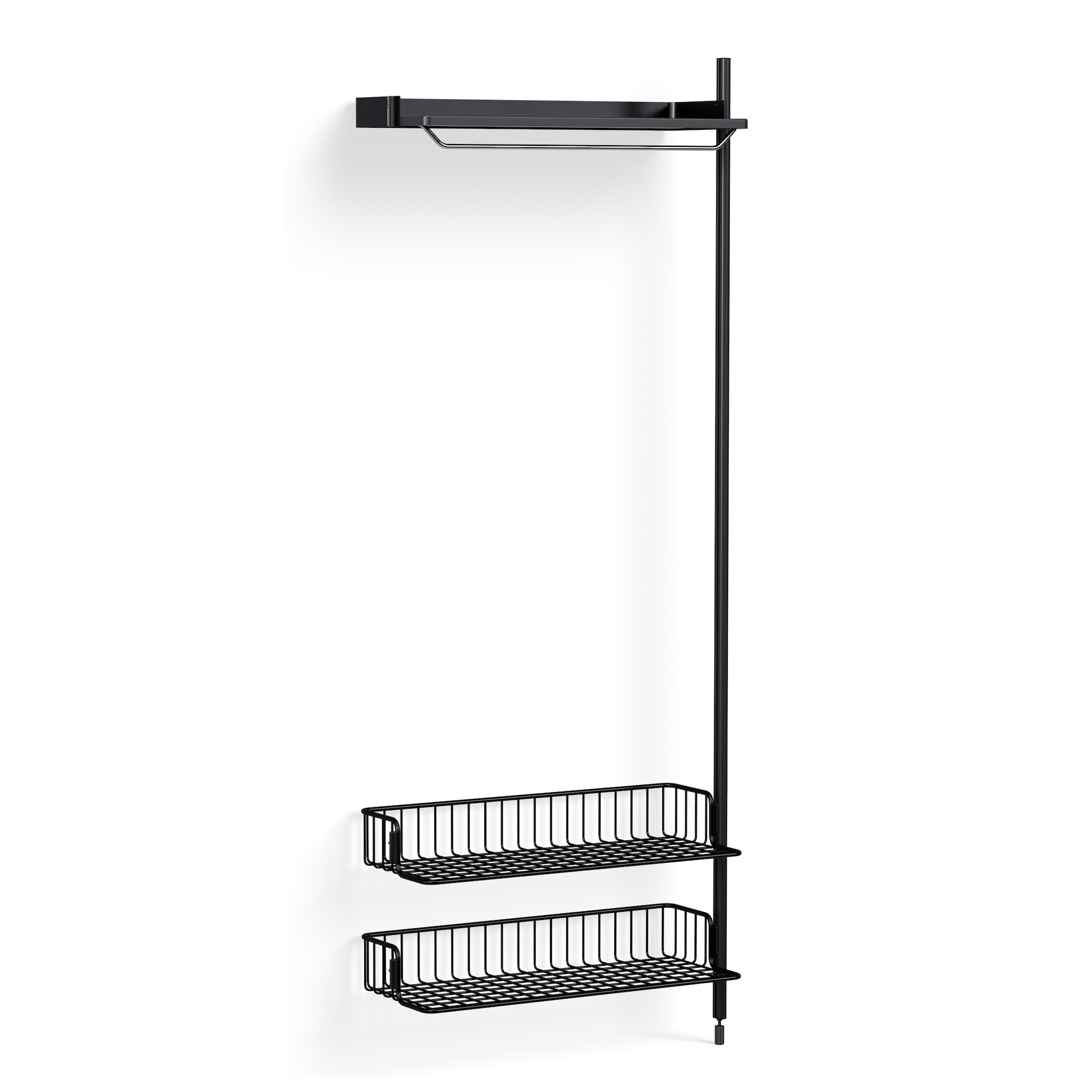 Pier System 1010 – Étagère Noir PS + Grilles Anthracite + Montants Aluminium anodisé Noir - HAY