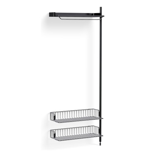 Pier System 1010 – Étagère Noir PS + Grilles Chrome + Montants Aluminium anodisé Noir - HAY