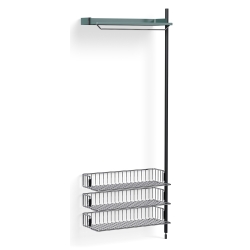 Pier System 1020 – PS Blue Shelf + Chromed Wire Shelves + Black Anodised Aluminium Profiles - HAY