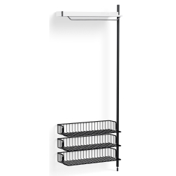 Pier System 1020 – Étagère Blanc PS + Grilles Anthracite + Montants Aluminium anodisé Noir - HAY