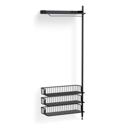 Pier System 1020 – Étagère Noir PS + Grilles Anthracite + Montants Aluminium anodisé Noir - HAY