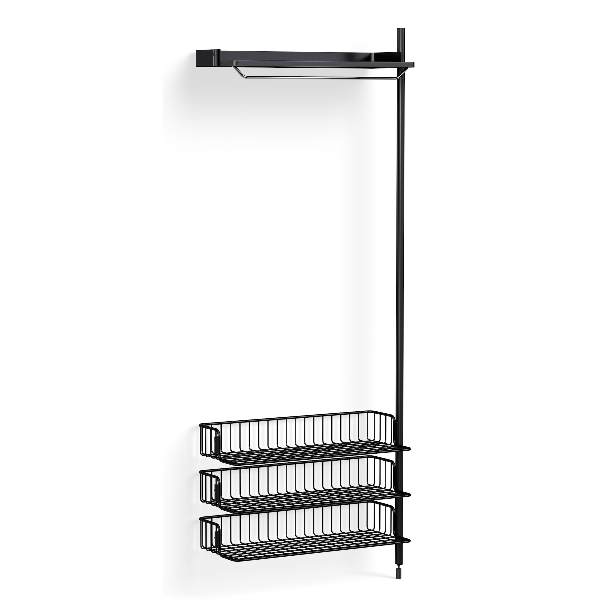 Pier System 1020 – PS Black Shelf + Anthracite Wire Shelves + Black Anodised Aluminium Profiles - HAY