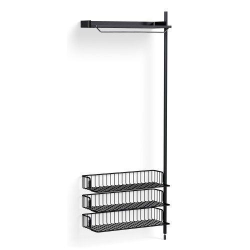 Pier System 1020 – Étagère Noir PS + Grilles Anthracite + Montants Aluminium anodisé Noir - HAY