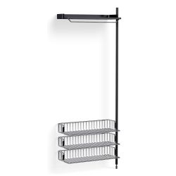 Pier System 1020 – Étagère Noir PS + Grilles Chrome + Montants Aluminium anodisé Noir - HAY