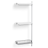 Pier System 1030 – PS White Shelves + Chromed Wire Shelf + Anodised Aluminium Profiles - HAY