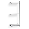 Pier System 1030 – PS White Shelves + Chromed Wire Shelf + Black Anodised Aluminium Profiles - HAY