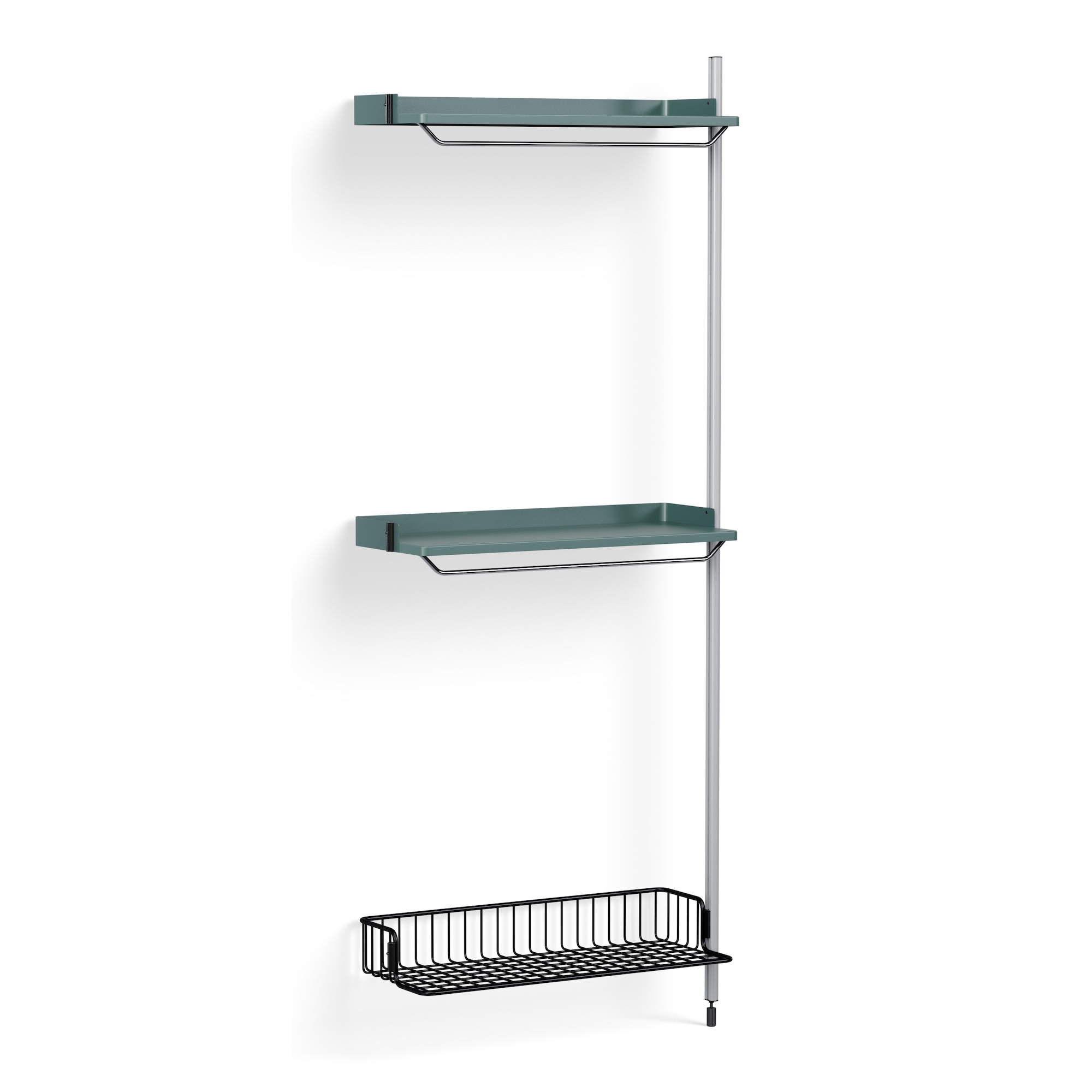 Pier System 1030 – PS Blue Shelves + Anthracite Wire Shelf + Anodised Aluminium Profiles - HAY