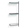 Pier System 1030 – PS Blue Shelves + Chromed Wire Shelf + Black Anodised Aluminium Profiles - HAY