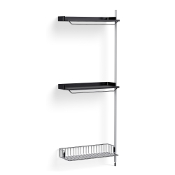 Pier System 1030 – PS Black Shelves + Chromed Wire Shelf + Anodised Aluminium Profiles - HAY