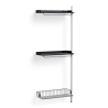 Pier System 1030 – PS Black Shelves + Chromed Wire Shelf + Anodised Aluminium Profiles - HAY