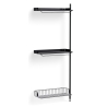 Pier System 1030 – PS Black Shelves + Chromed Wire Shelf + Black Anodised Aluminium Profiles - HAY