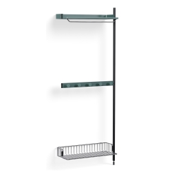 Pier System 1040 – PS Blue Shelves + Chromed Wire Shelf + Black Anodised Aluminium Profiles - HAY