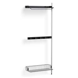 Pier System 1040 – PS Black Shelves + Chromed Wire Shelf + Anodised Aluminium Profiles - HAY