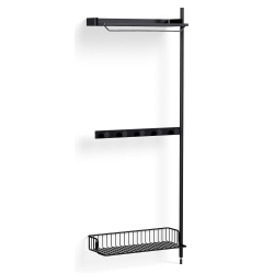 Pier System 1040 – PS Black Shelves + Anthracite Wire Shelf + Black Anodised Aluminium Profiles - HAY