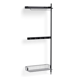 Pier System 1040 – PS Black Shelves + Chromed Wire Shelf + Black Anodised Aluminium Profiles - HAY