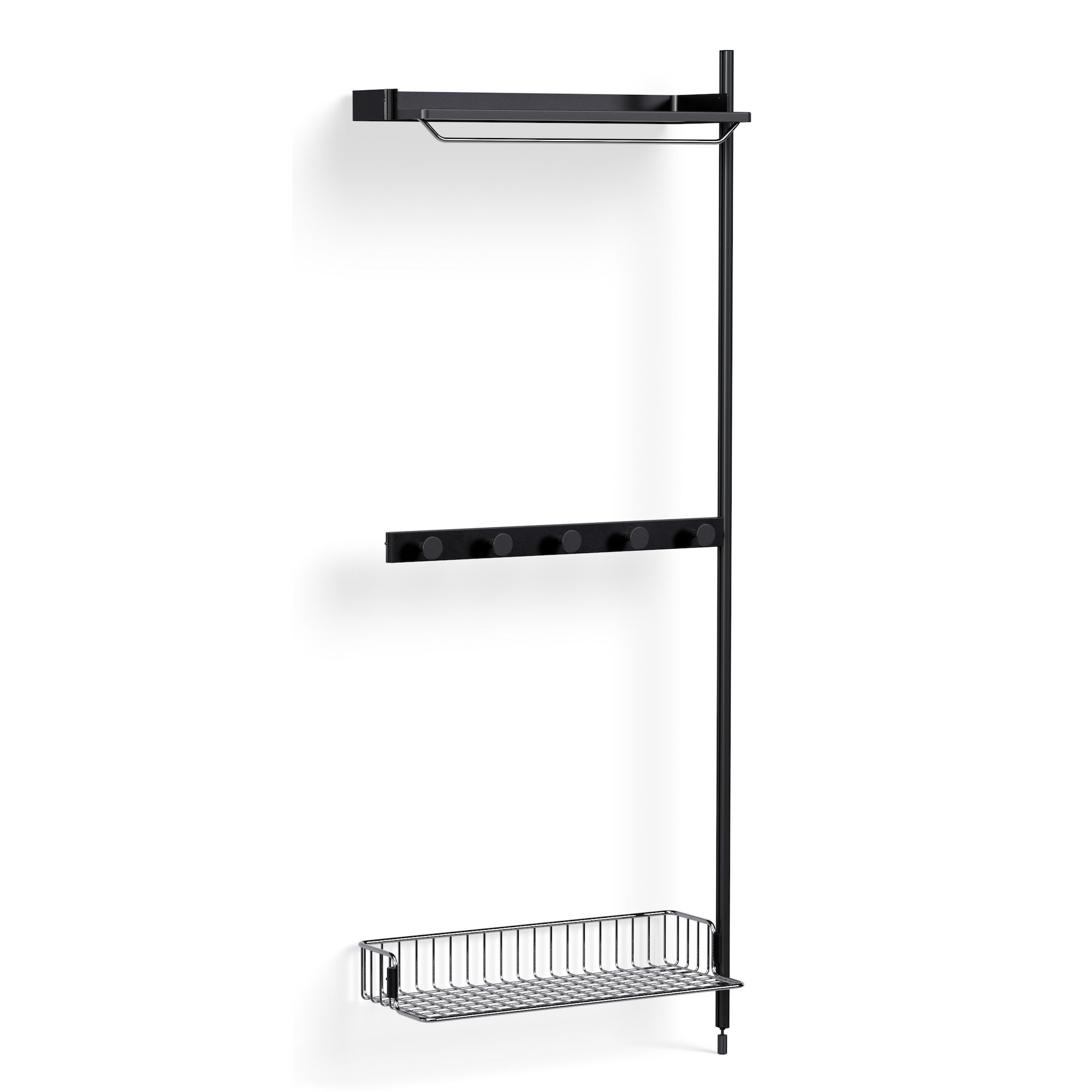 Pier System 1040 – PS Black Shelves + Chromed Wire Shelf + Black Anodised Aluminium Profiles - HAY