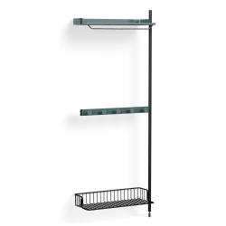 Pier System 1040 – PS Blue Shelves + Anthracite Wire Shelf + Black Anodised Aluminium Profiles - HAY