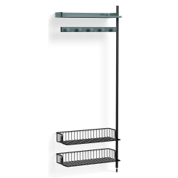 Pier System 1050 – PS Blue Shelves + Anthracite Wire Shelves + Black Anodised Aluminium Profiles - HAY