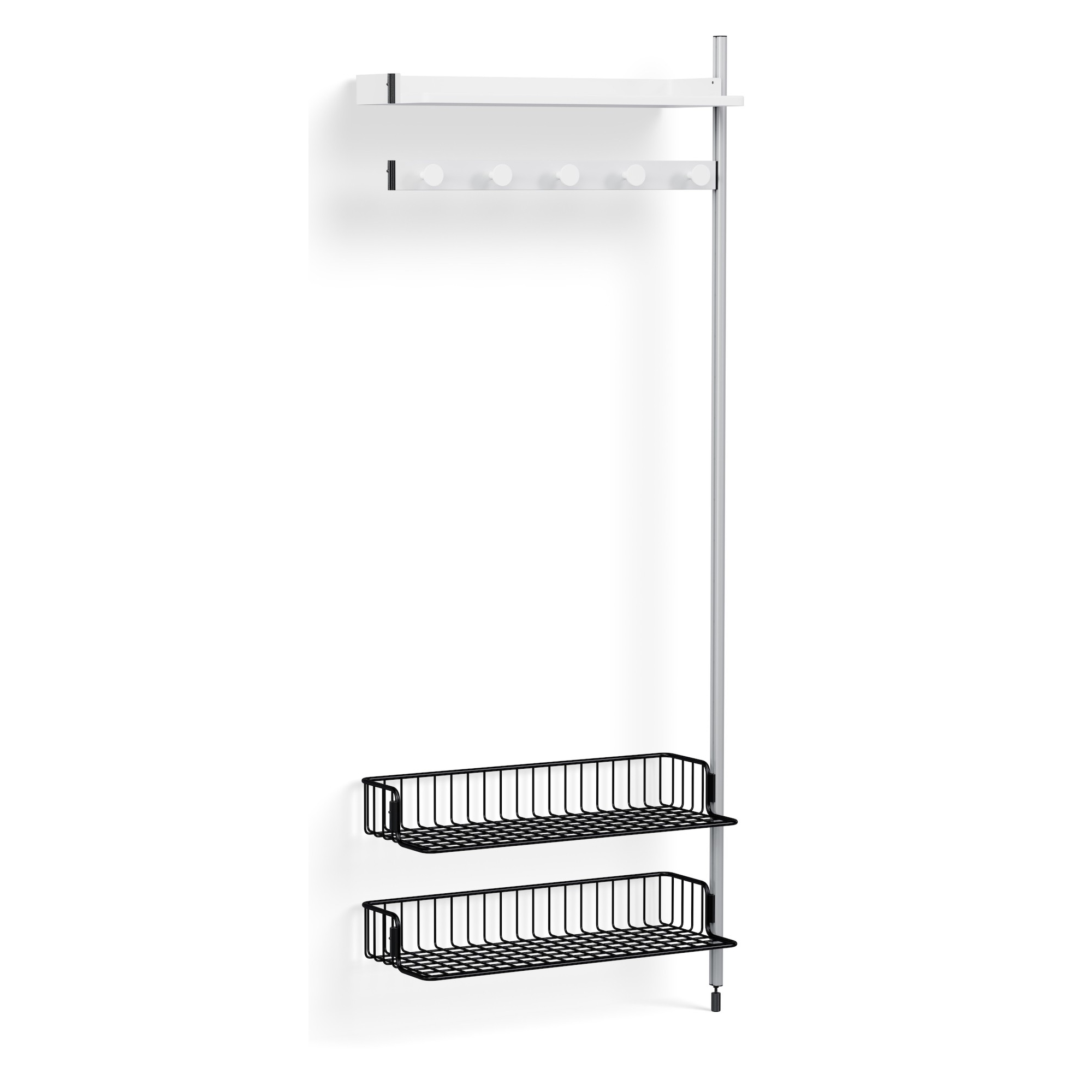 Pier System 1050 – PS White Shelves + Anthracite Wire Shelves + Anodised Aluminium Profiles - HAY