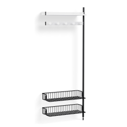 Pier System 1050 – PS White Shelves + Anthracite Wire Shelves + Black Anodised Aluminium Profiles - HAY