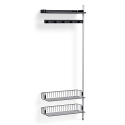 Pier System 1050 – PS Black Shelves + Chromed Wire Shelves + Anodised Aluminium Profiles - HAY