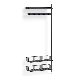 Pier System 1050 – PS Black Shelves + Anthracite Wire Shelves + Black Anodised Aluminium Profiles - HAY