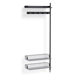 Pier System 1050 – PS Black Shelves + Chromed Wire Shelves + Black Anodised Aluminium Profiles - HAY