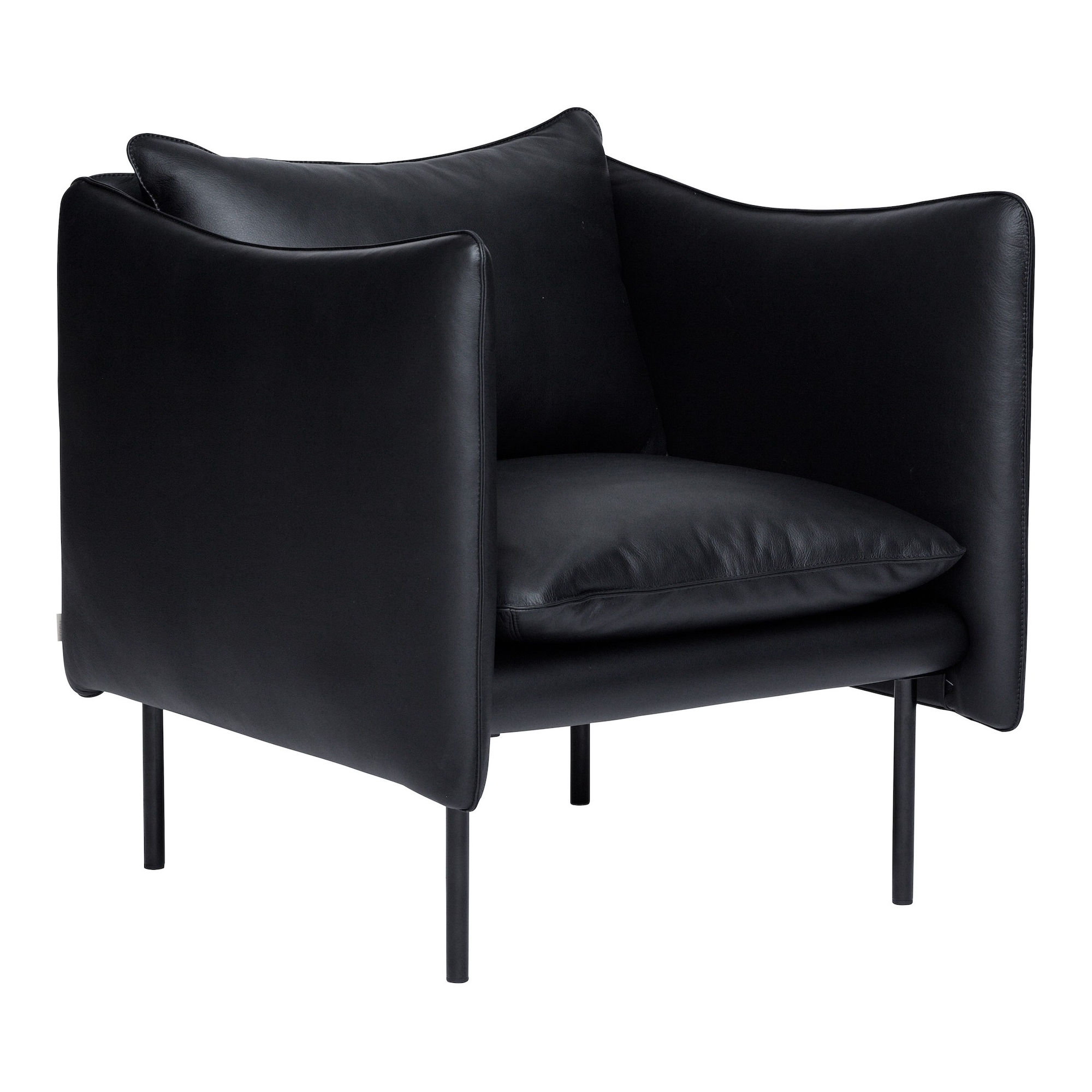 Petit fauteuil Tiki – Cuir Elmosoft 99999 + Base Noire - Fogia