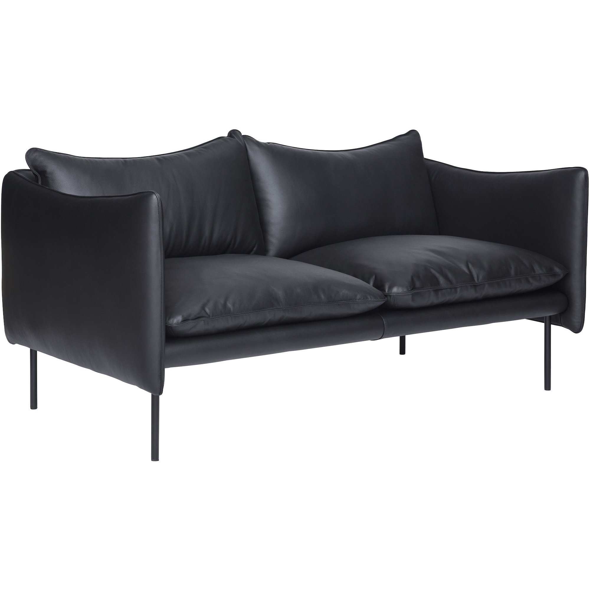 Tiki 2-seater sofa – Elmosoft 99999 leather + Black base - Fogia