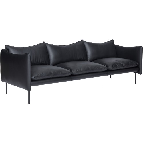 Tiki 3-seater sofa – Elmosoft 99999 leather + Black base - Fogia