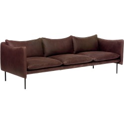 Tiki 3-seater sofa – Vintage Dark Chocolate leather + Black base - Fogia