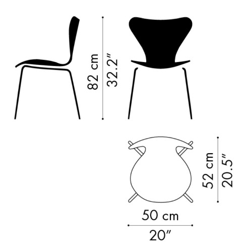 Wooden shell + Front Upholstery – Chair Serie 7 n°3107 - Fritz Hansen