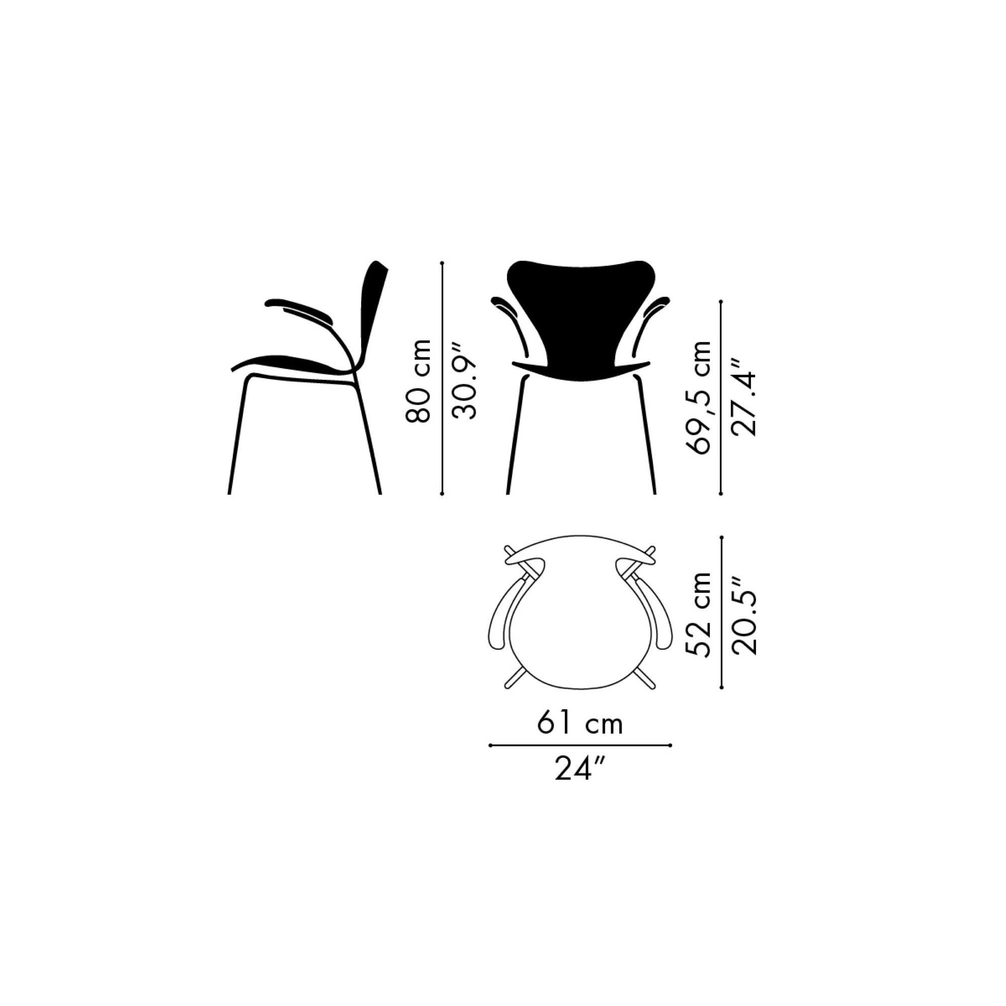 Coque entièrement tapissée – chaise Serie 7 n°3207 - Fritz Hansen