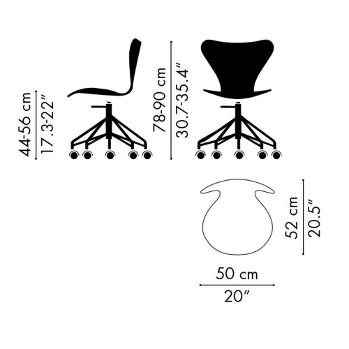 coque bois - Serie 7 n°3117 (pivotante, sans accoudoir) - Fritz Hansen