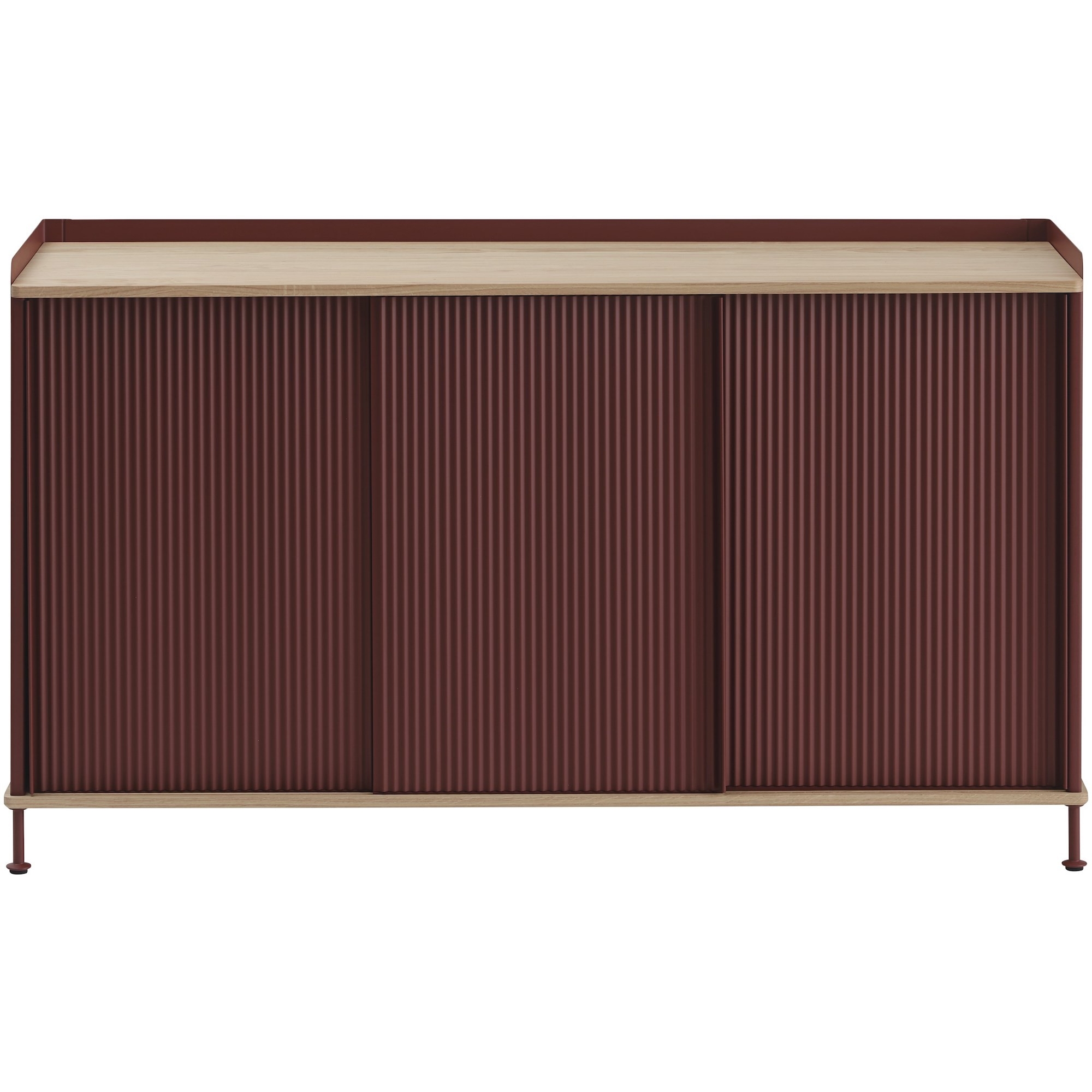 oak/deep red - vertical Enfold sideboard – W148 x D45 x H85cm - Muuto